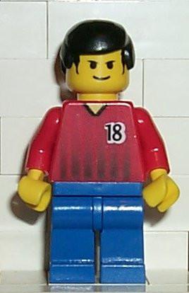 LEGO Minifigure-Soccer Player Red/Blue Team with shirt #18-Sports / Soccer-SOC070-Creative Brick Builders
